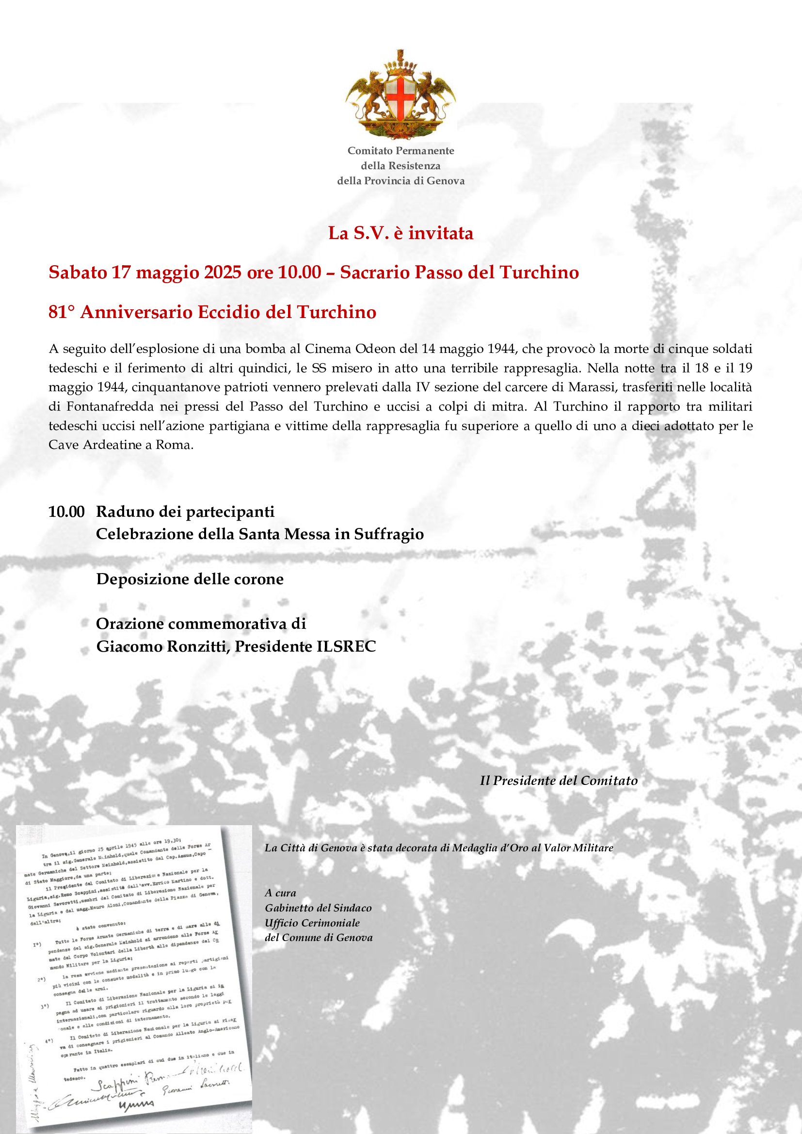 Locandina 17 Maggio 2025 Eccidio del Turchino ILSREC