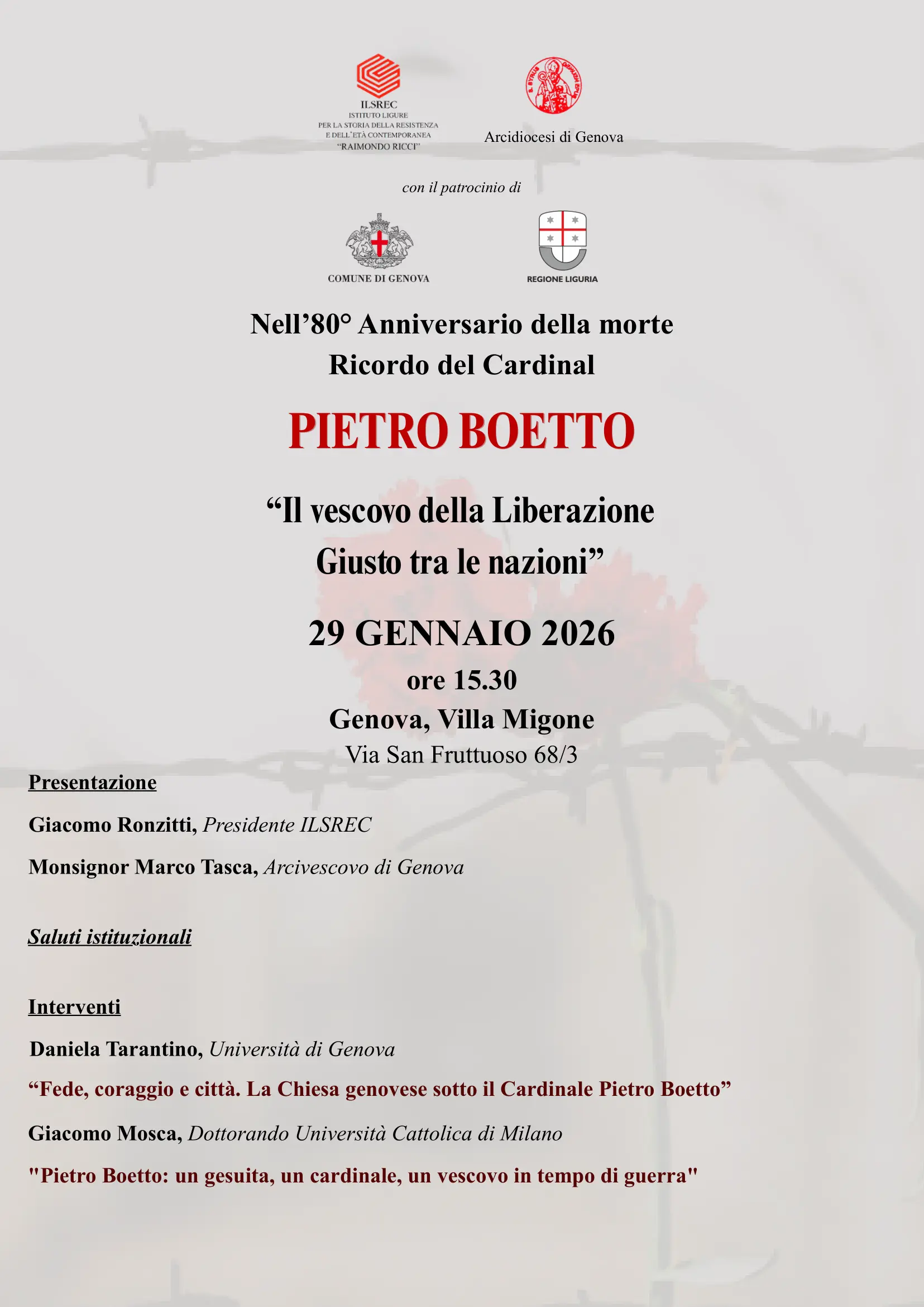 Iniziative Ilsrec Giorno della Memoria 2026 80mo anniversario Boetto