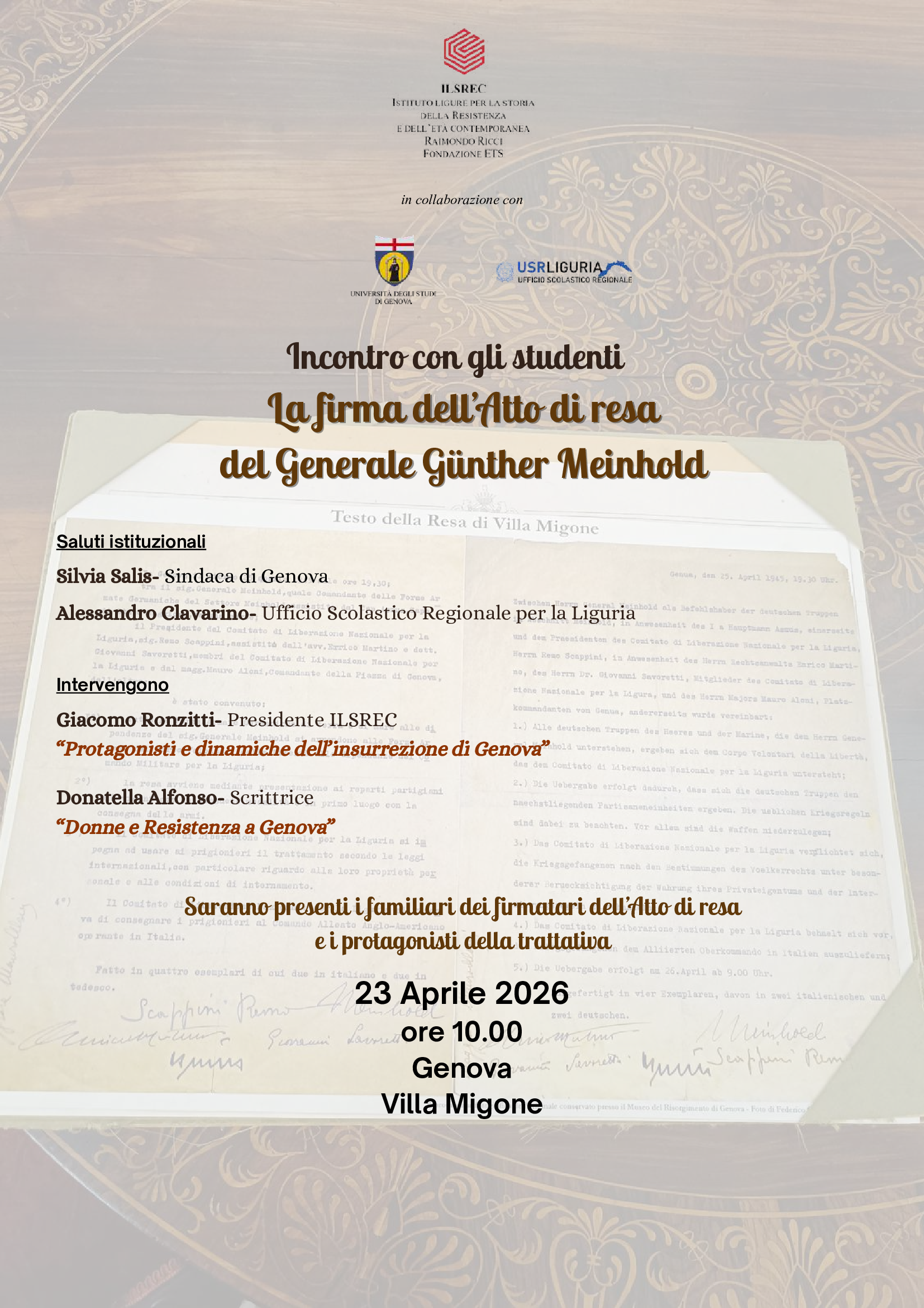 Volantino 23 Aprile 2026 La firma dell’Atto di resa del Generale Günther Meinhold