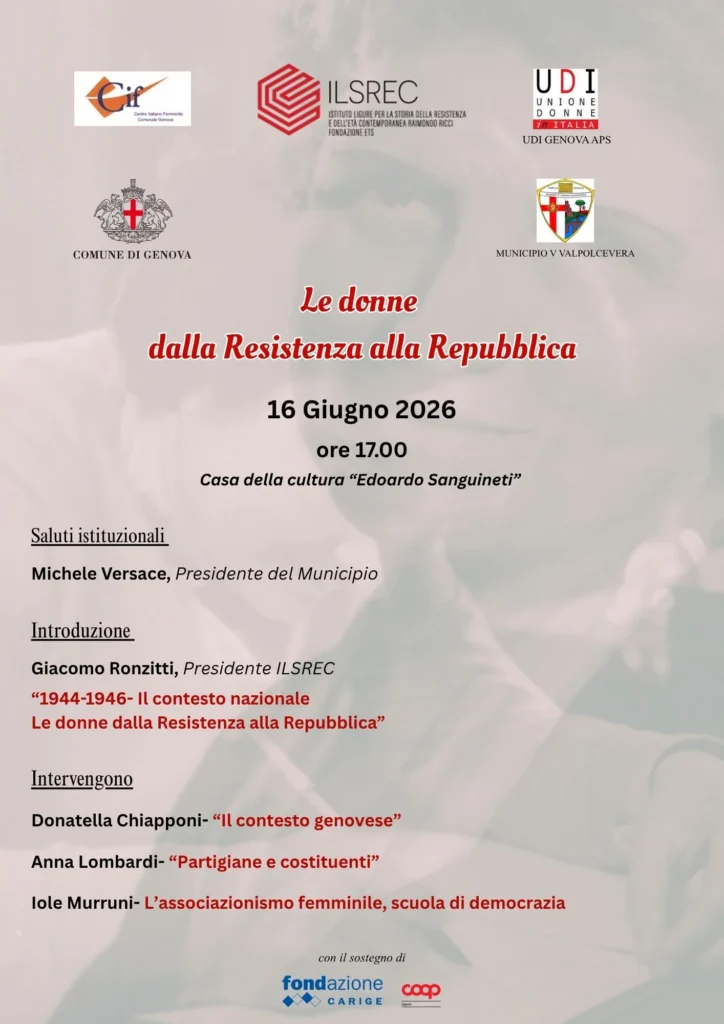 Le Donne dalla Resistenza alla Repubbilca Iniziativa ILSREC 16 Giugno 2026